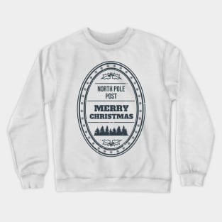 Santa Claus North Pole Post Stamp Merry Christmas Crewneck Sweatshirt